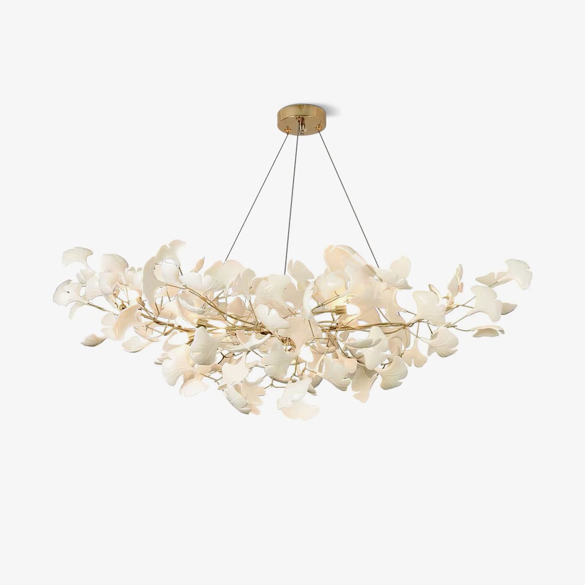 gingko-chandeliers-b-anzaz-Gold Lampbody + White Leaves-1
