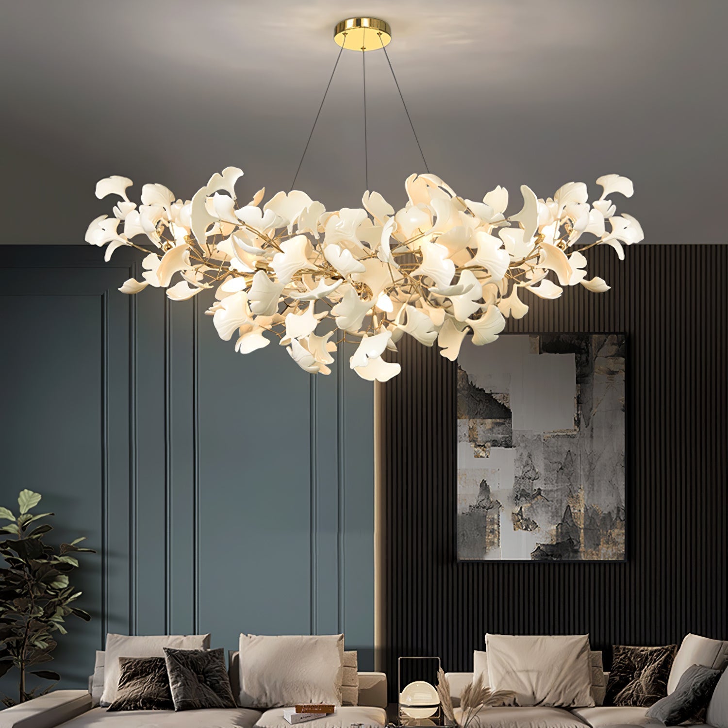 gingko-chandeliers-b-anzaz-White Lampbody + White Leaves-16