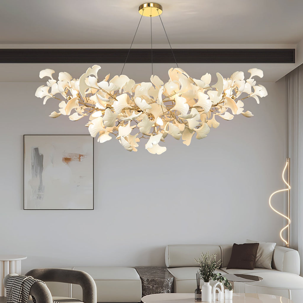gingko-chandeliers-b-anzaz-Gold Lampbody + White Leaves-13
