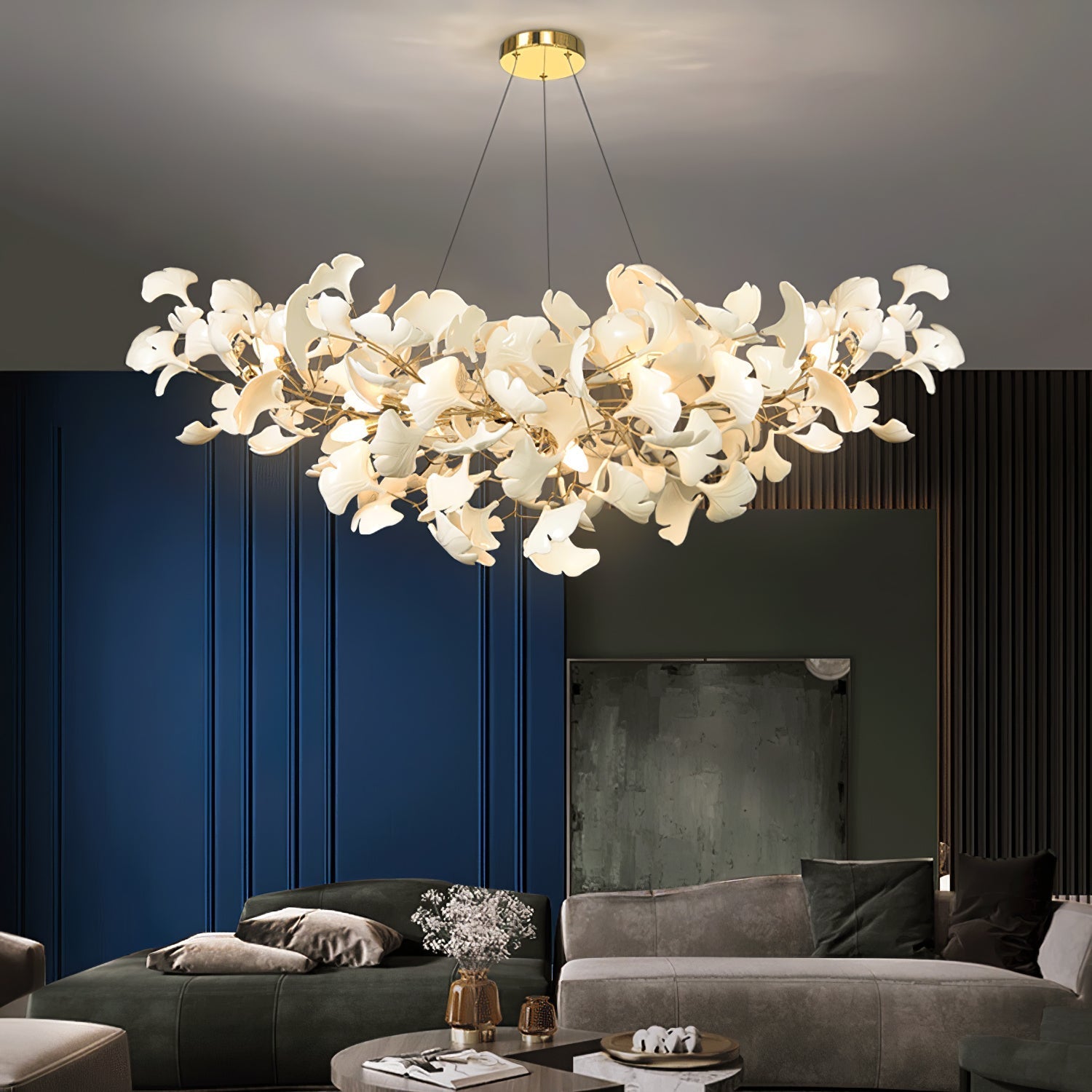 gingko-chandeliers-b-anzaz-Black Lampbody + White Leaves-11