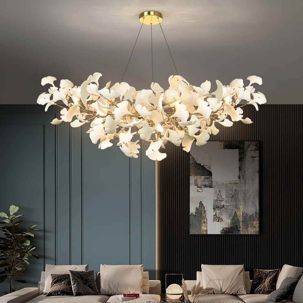 gingko-chandeliers-b-anzaz-Black Lampbody + White Leaves-15