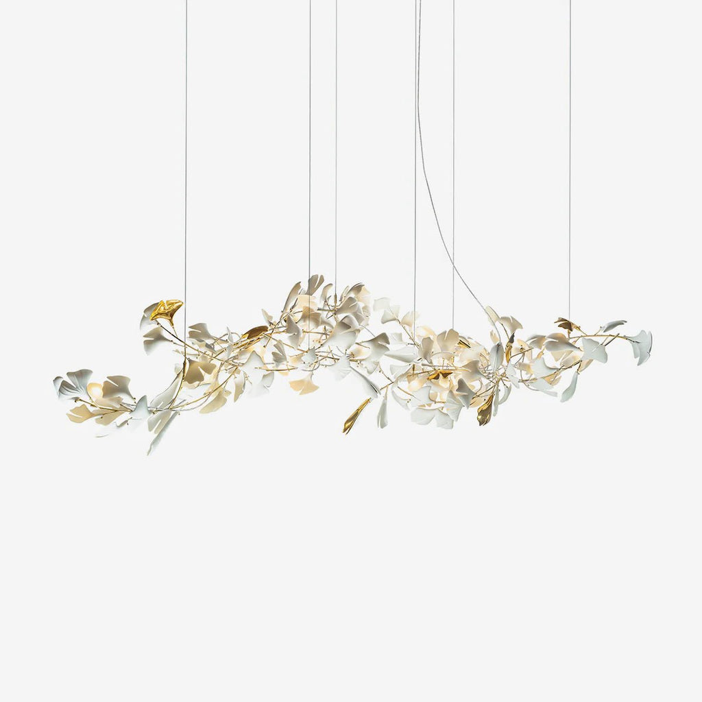 gingko-chandelier-e-anzaz-Golden Lamp Body + White Leaf-1