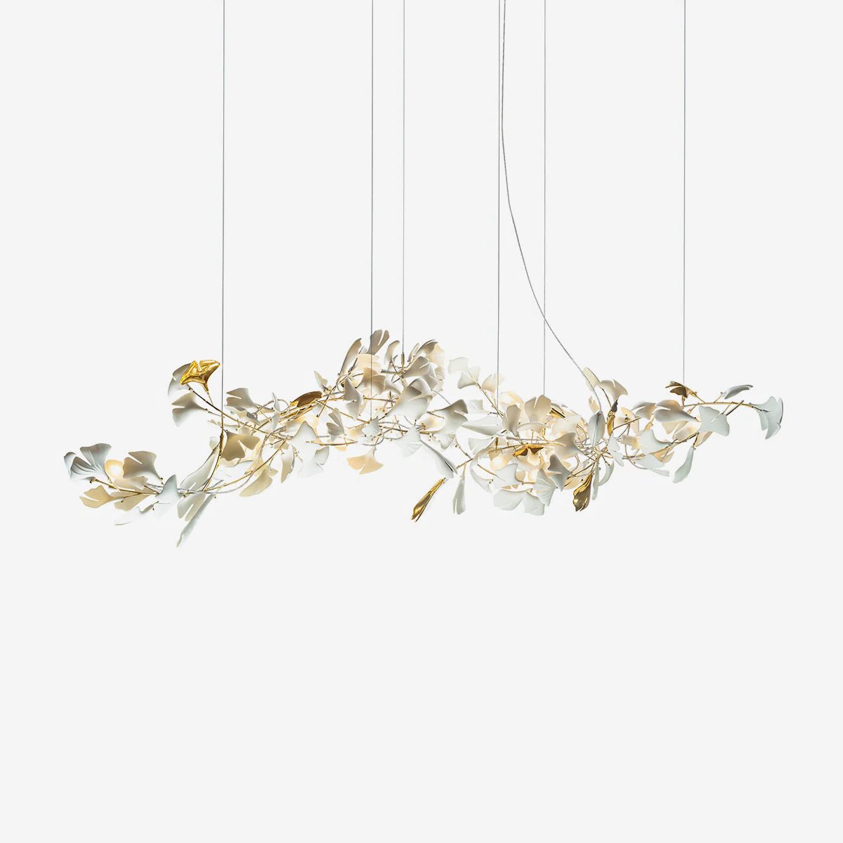 gingko-chandelier-e-anzaz-Golden Lamp Body + White Leaf-1