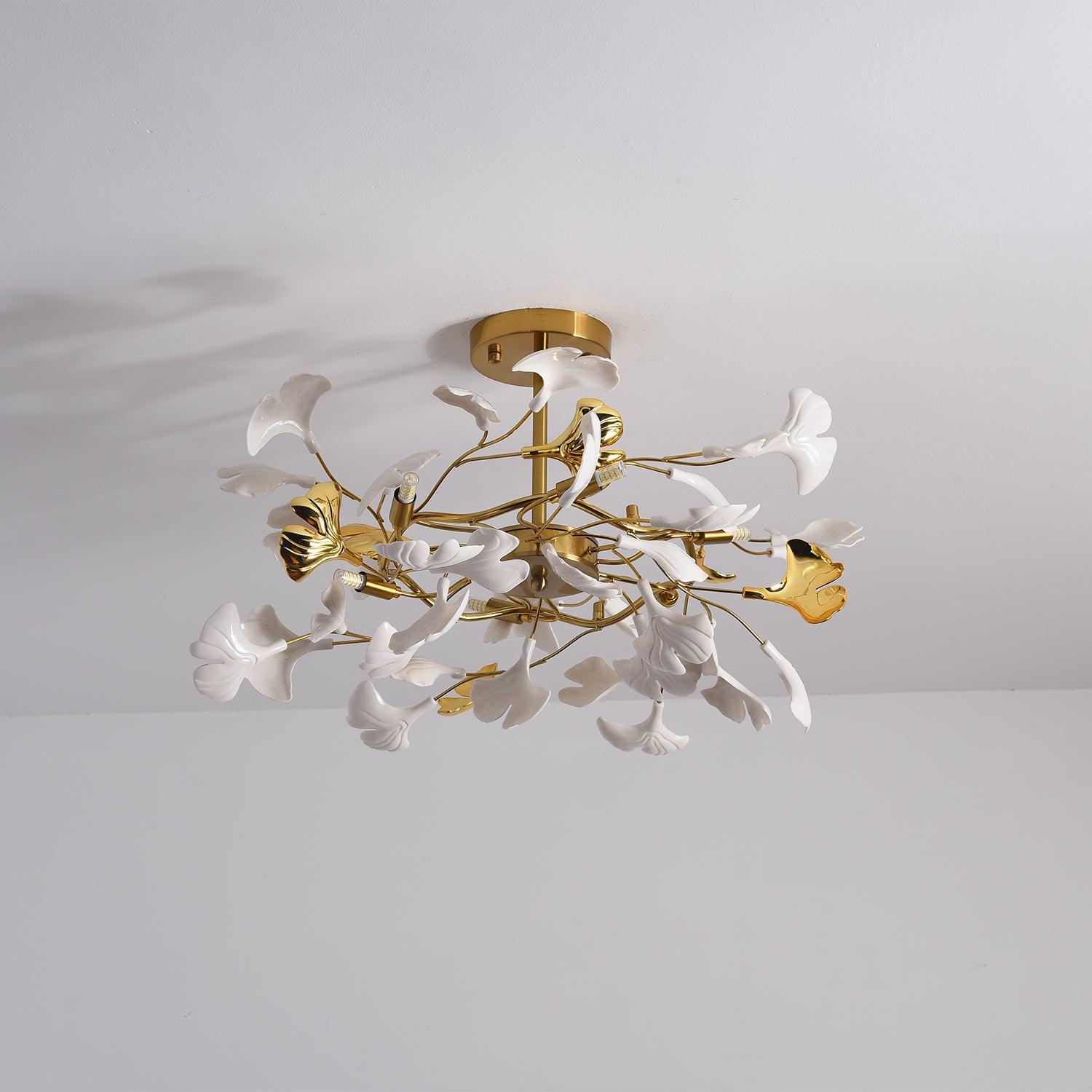 gingko-chandelier-l-anzaz-Nickel Lampbody & White & Sliver Leaves-11