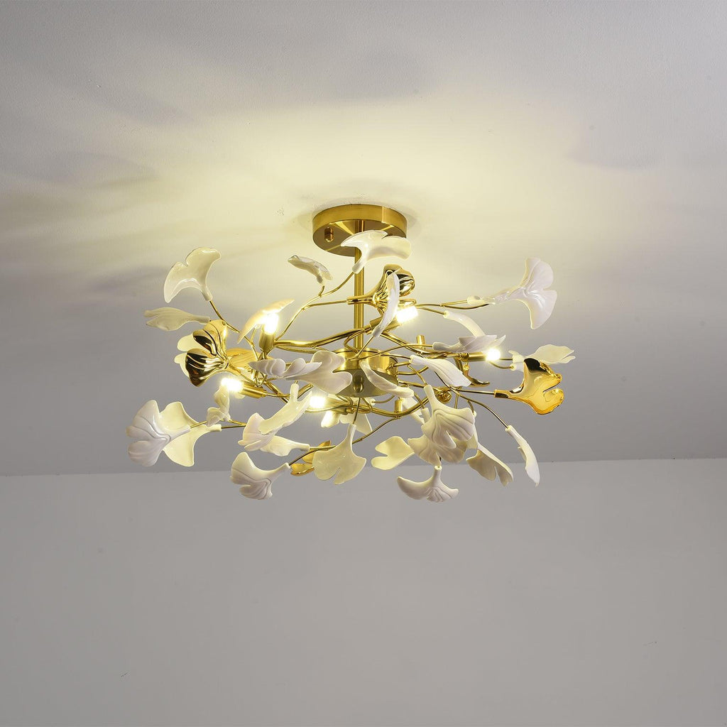 gingko-chandelier-l-anzaz-White Lampbody & White Leaves-12