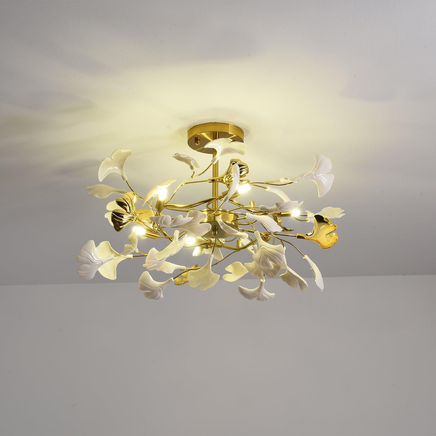 gingko-chandelier-l-anzaz-White Lampbody & White Leaves-12