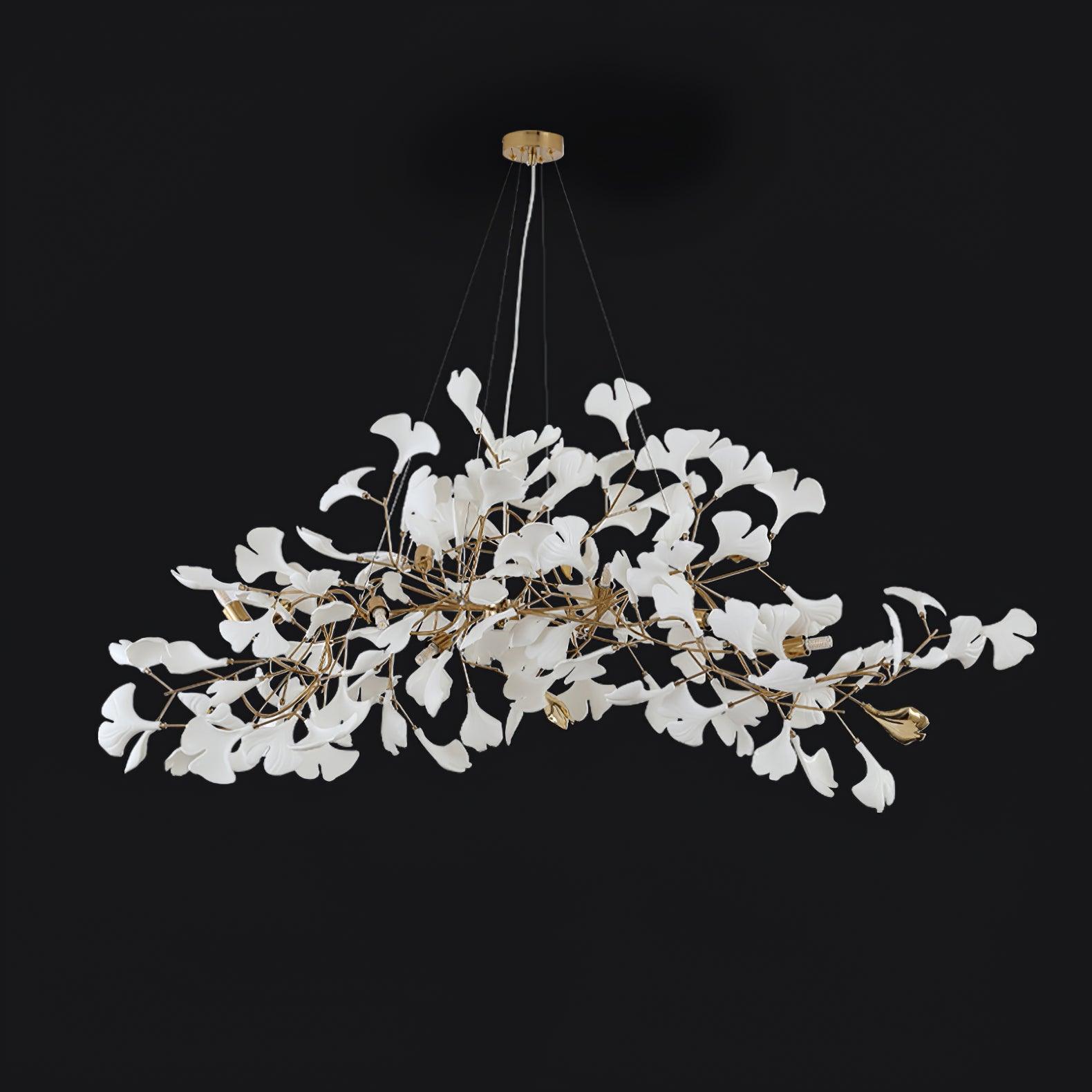 gingko-chandelier-n-anzaz-Gold Lampbody + White Leaves-13
