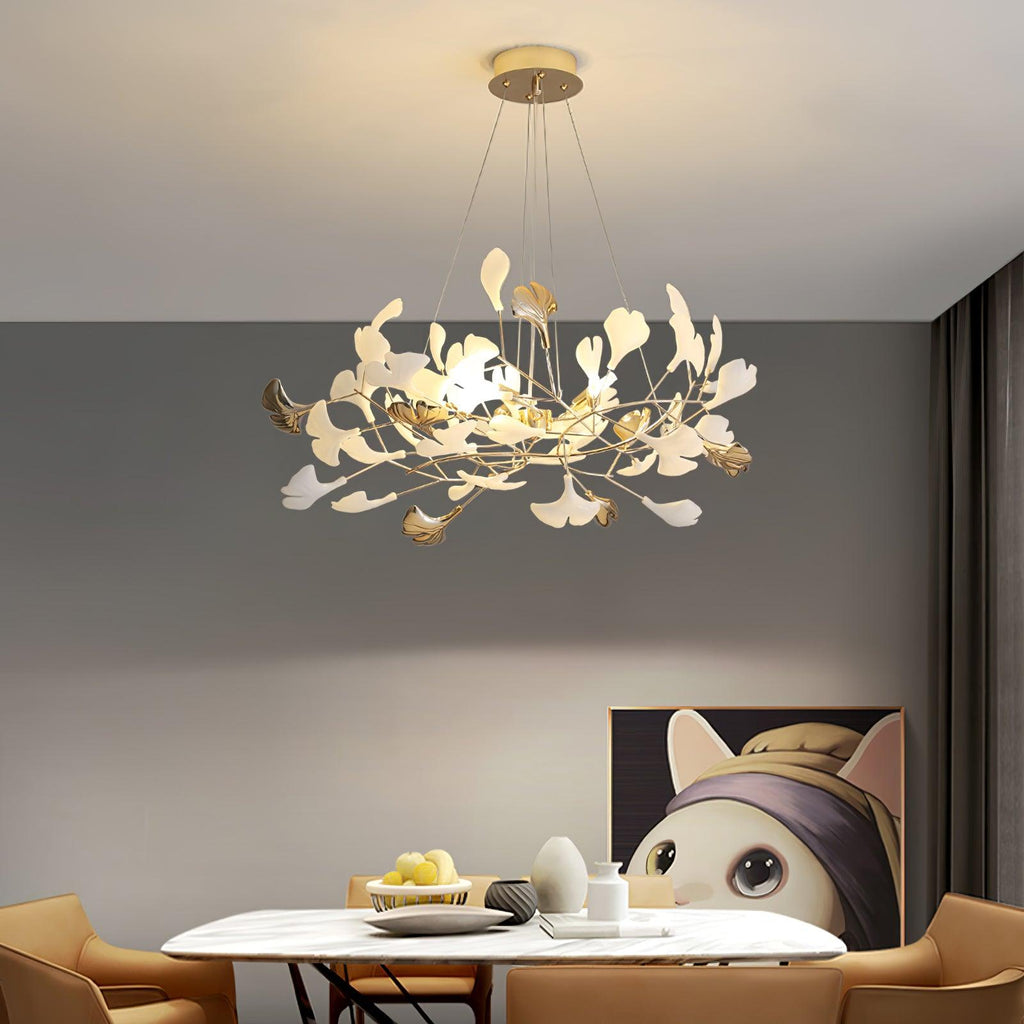 gingko-chandelier-r-anzaz-White Lampbody & White Leaves-9
