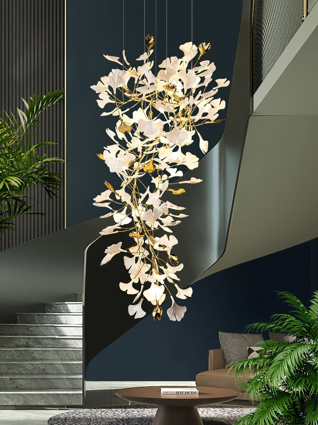 gingko-chandelier-z-anzaz-Gold & White-4