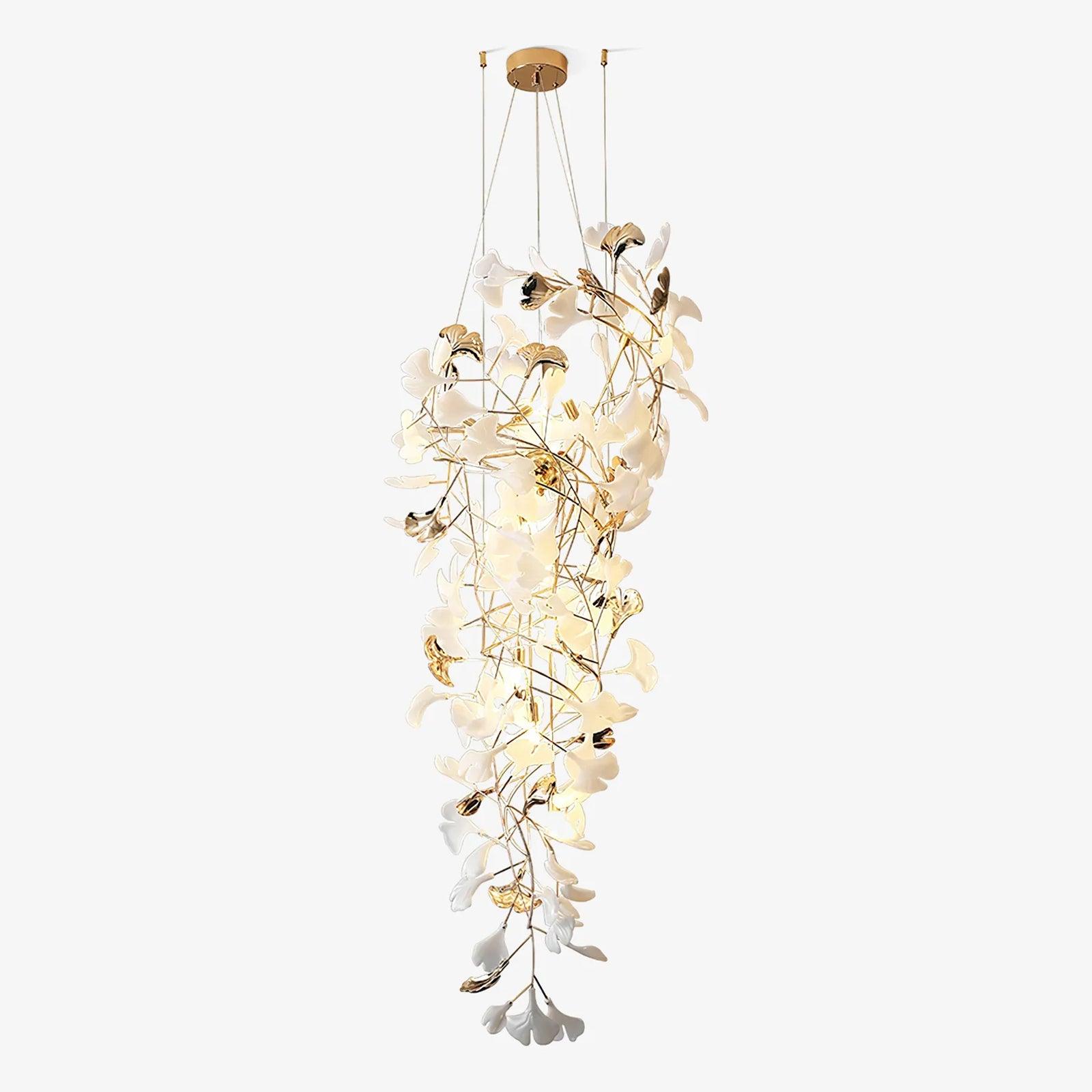 gingko-ojo-chandelier-anzaz-Gold & White-1