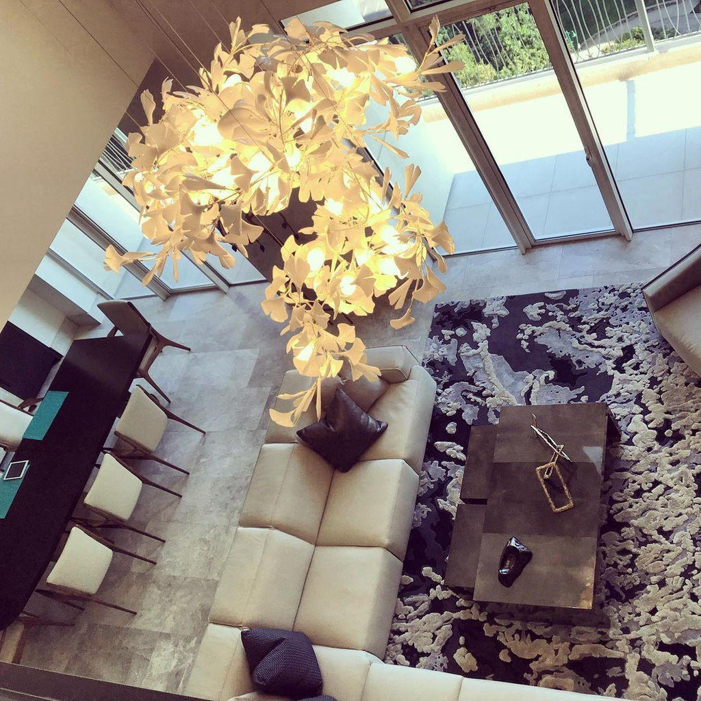 gingko-chandeliers-b-anzaz-Black Lampbody + White Leaves-19