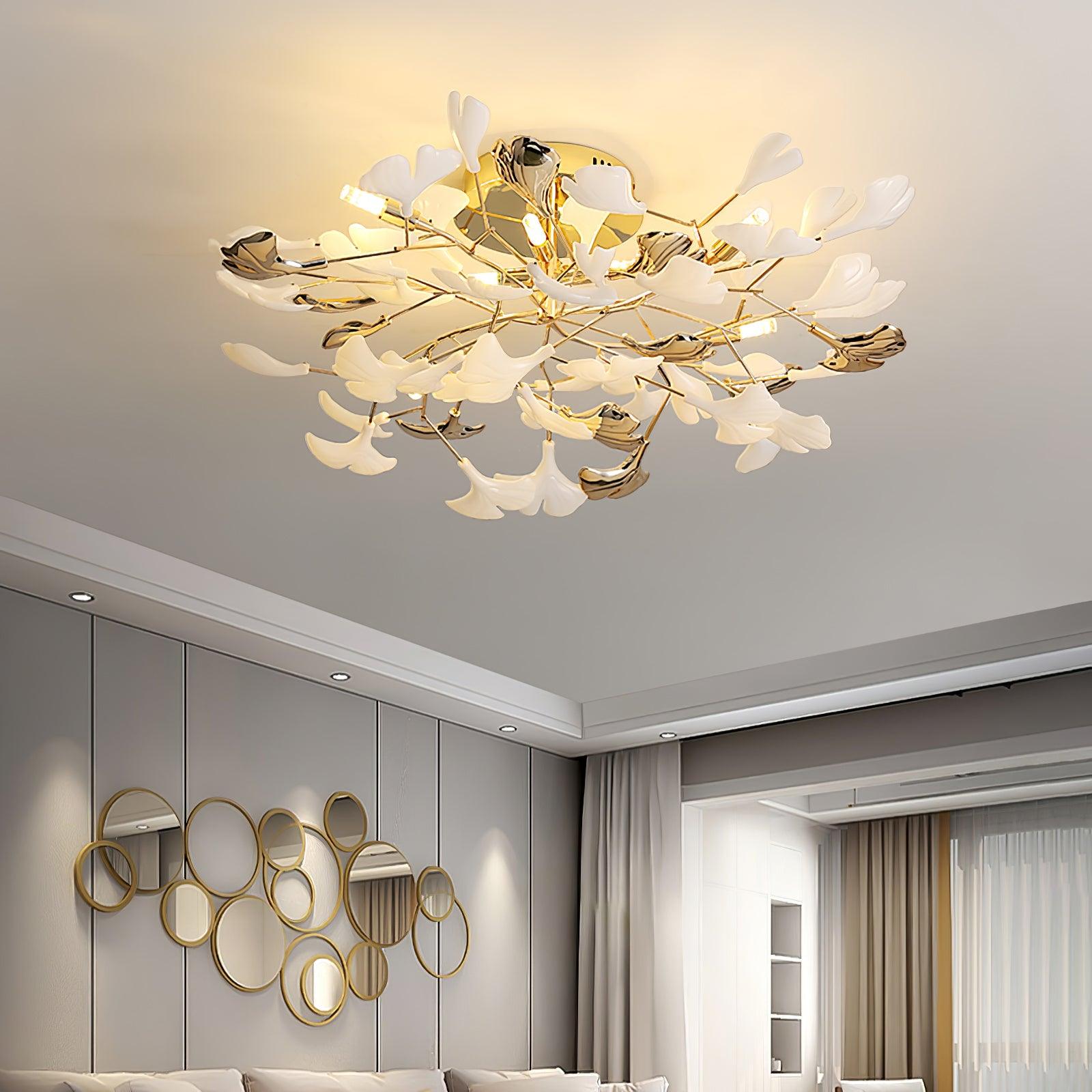 gingko-rotating-ceiling-lamp-anzaz-White lampbody & White leaves-2