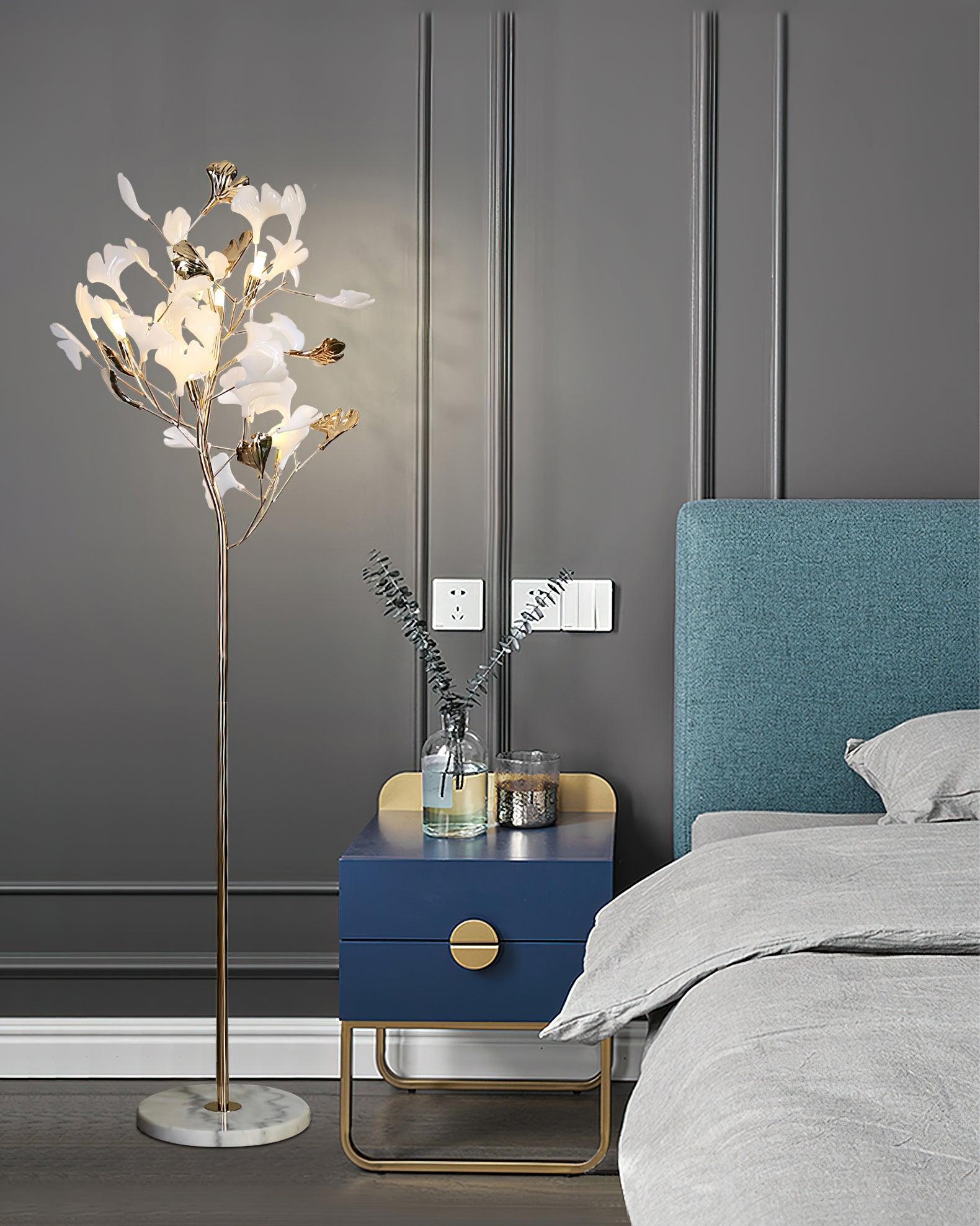 gingko-leaf-floor-lamp-anzaz-Gold & White Marble Base-7
