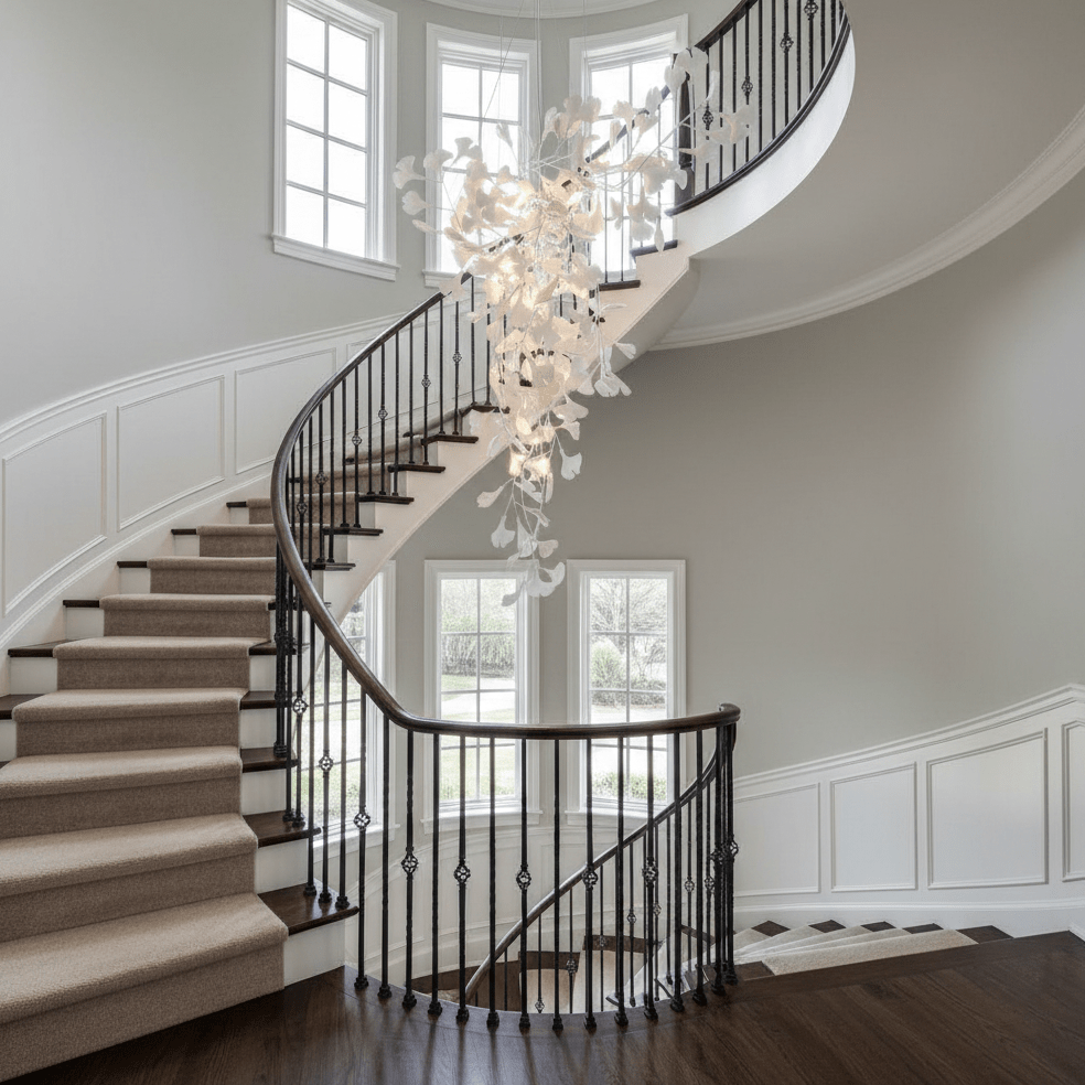 ginkgo-tip-tlying-chandelier-anzaz-White Lampbody + White Leaves-6