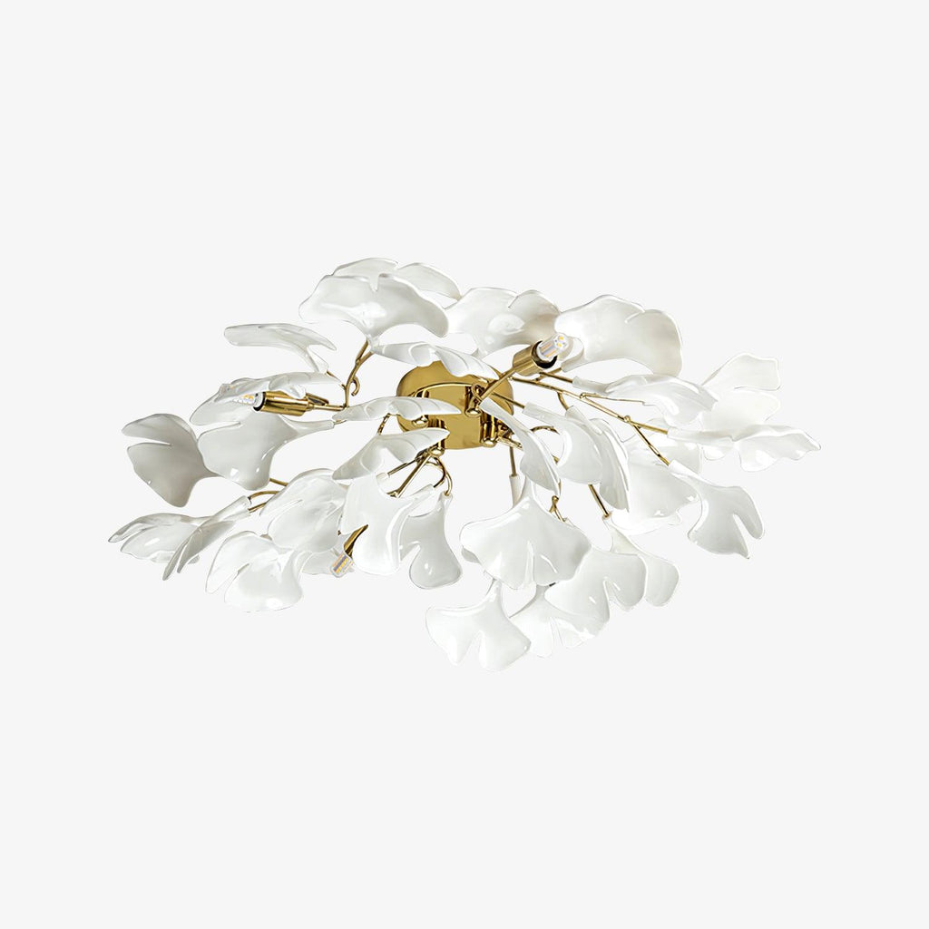 gingko-ceiling-lamp-anzaz-Gold lampbody & White & Gold Leaves-1