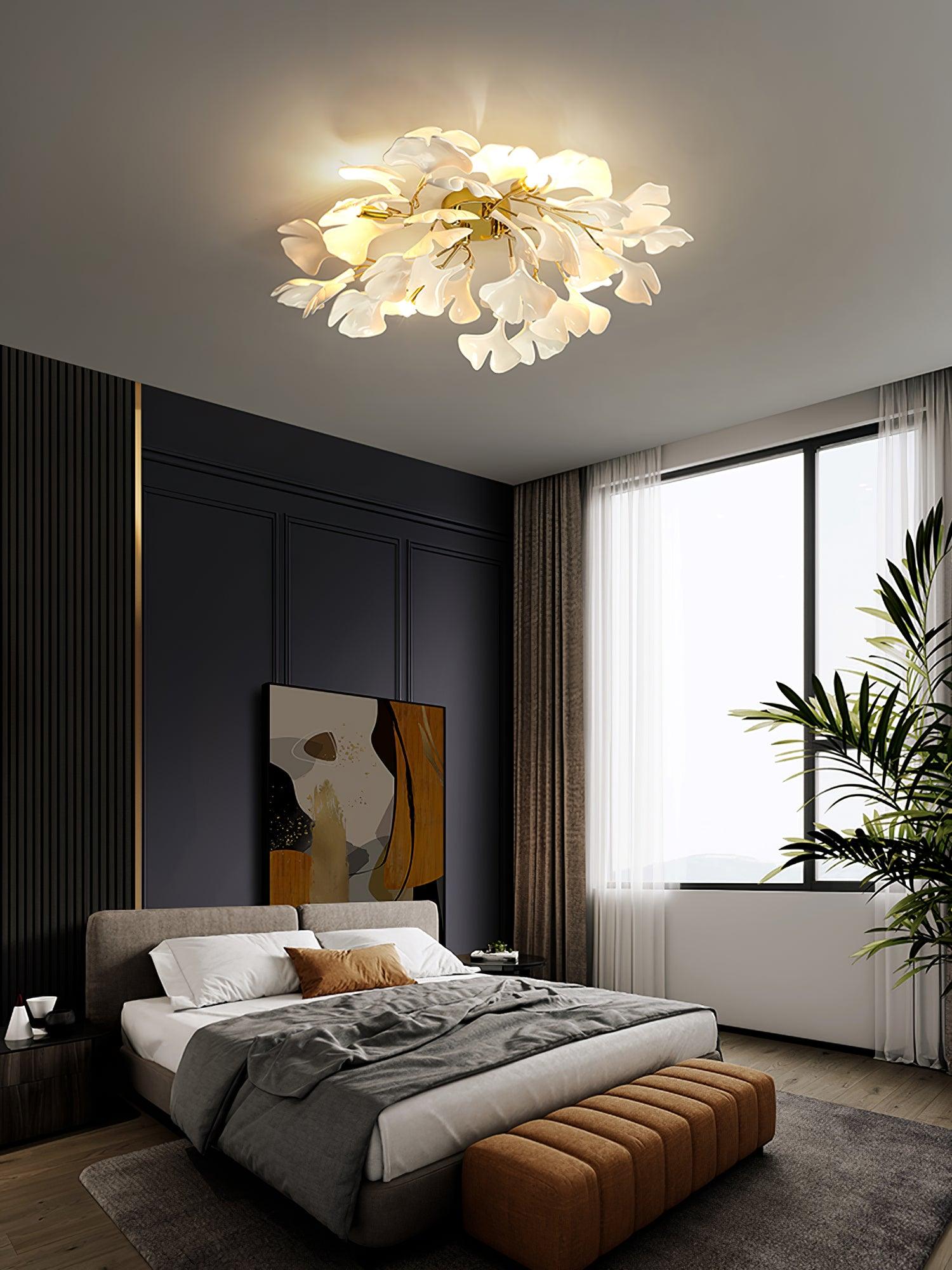 gingko-ceiling-lamp-anzaz-Gold lampbody & White & Gold Leaves-10