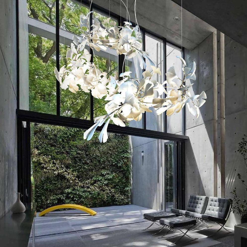 gingko-chandelier-e-anzaz-Golden Lamp Body + White Leaf-16