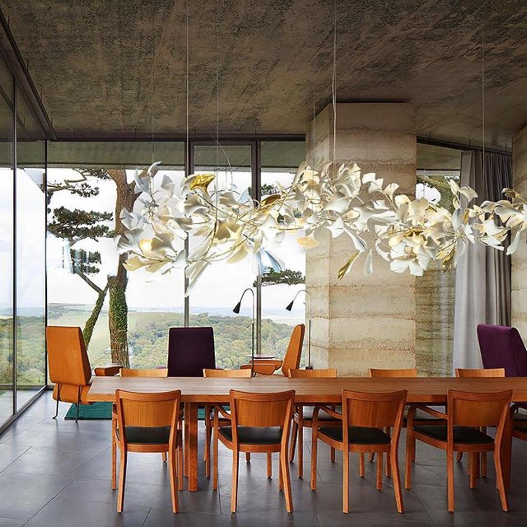 gingko-chandelier-e-anzaz-Nickel Lamp Body + White & Sliver Leaf-12