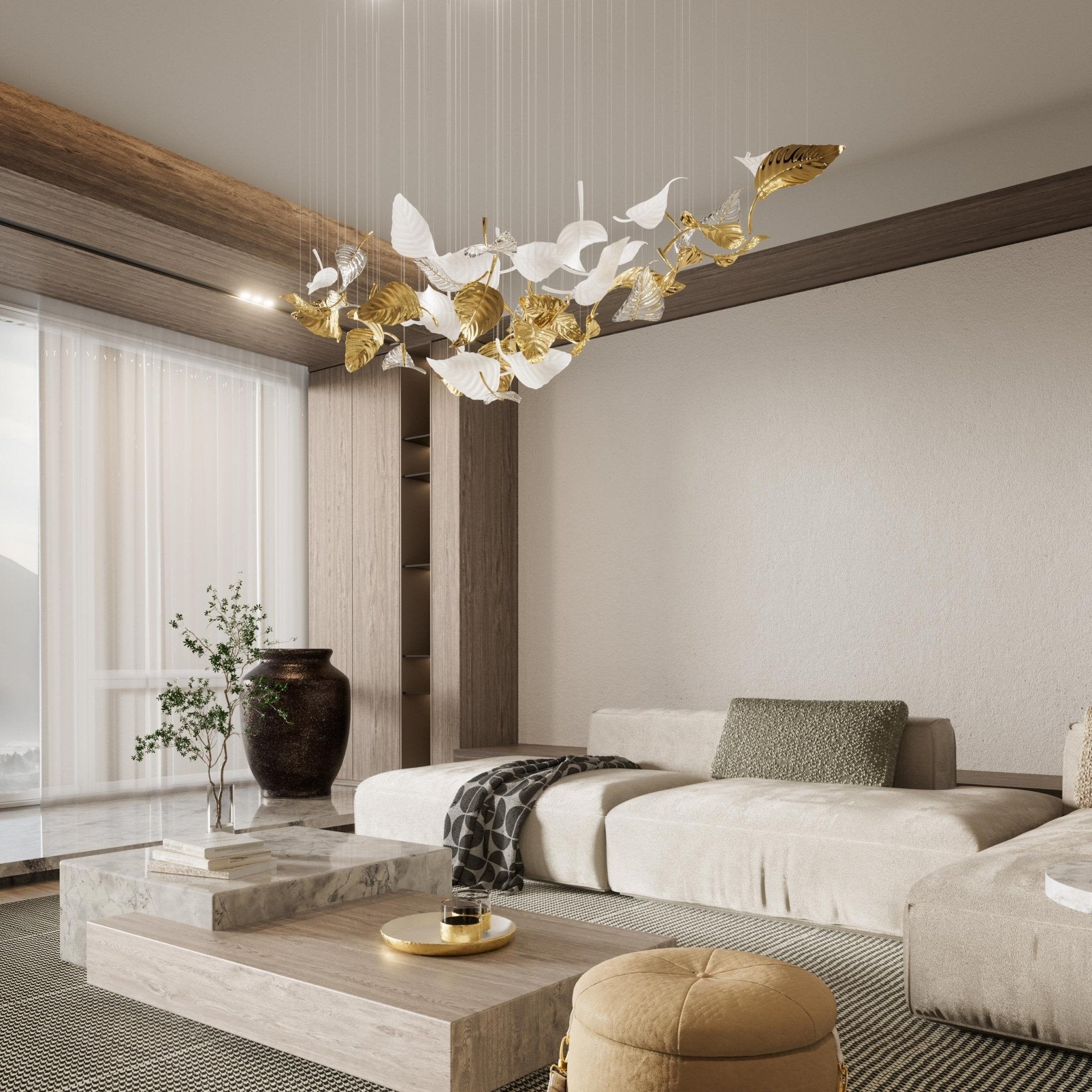 linden-leaves-chandelier-anzaz-White & Clear & Gold-2