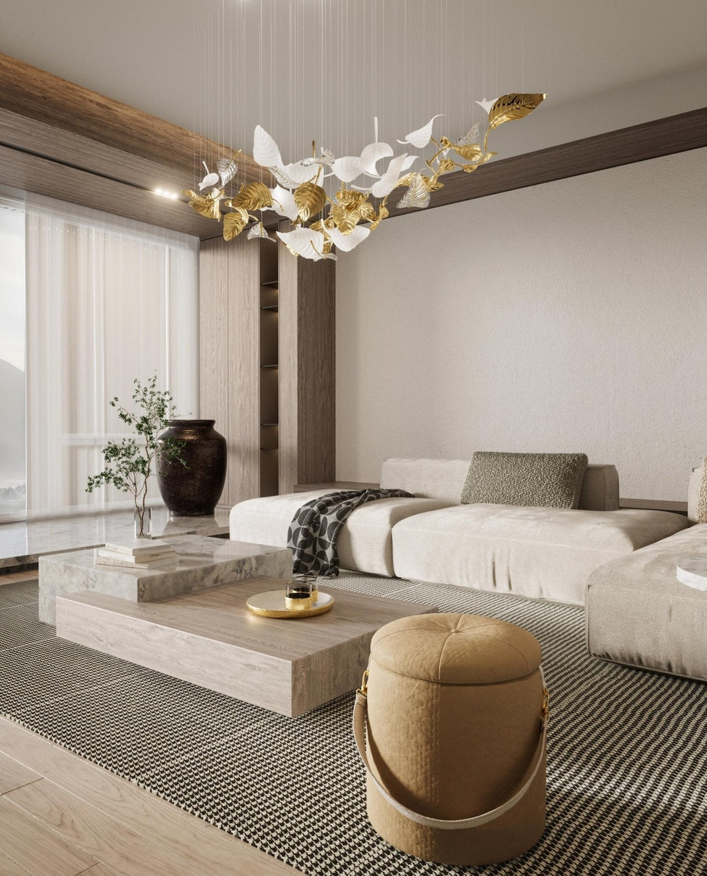 linden-leaves-chandelier-anzaz-White & Clear & Gold-3