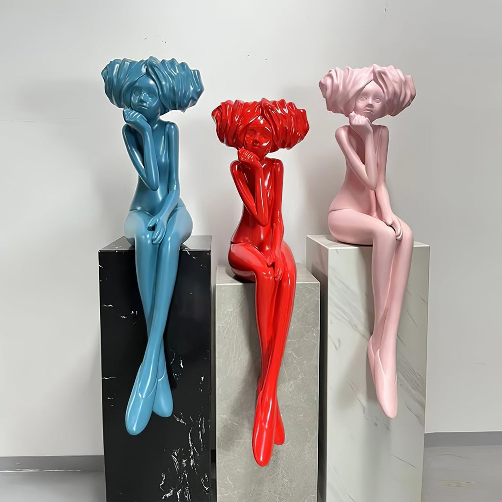 girl-meditate-sculpture-floor-lamp-anzaz-Red Model / Metal Base-2