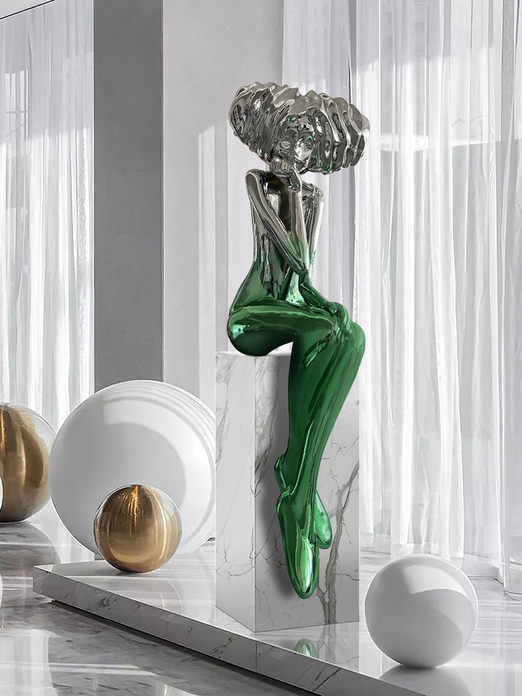 girl-meditate-sculpture-floor-lamp-anzaz-Red Model / Marble Base-8