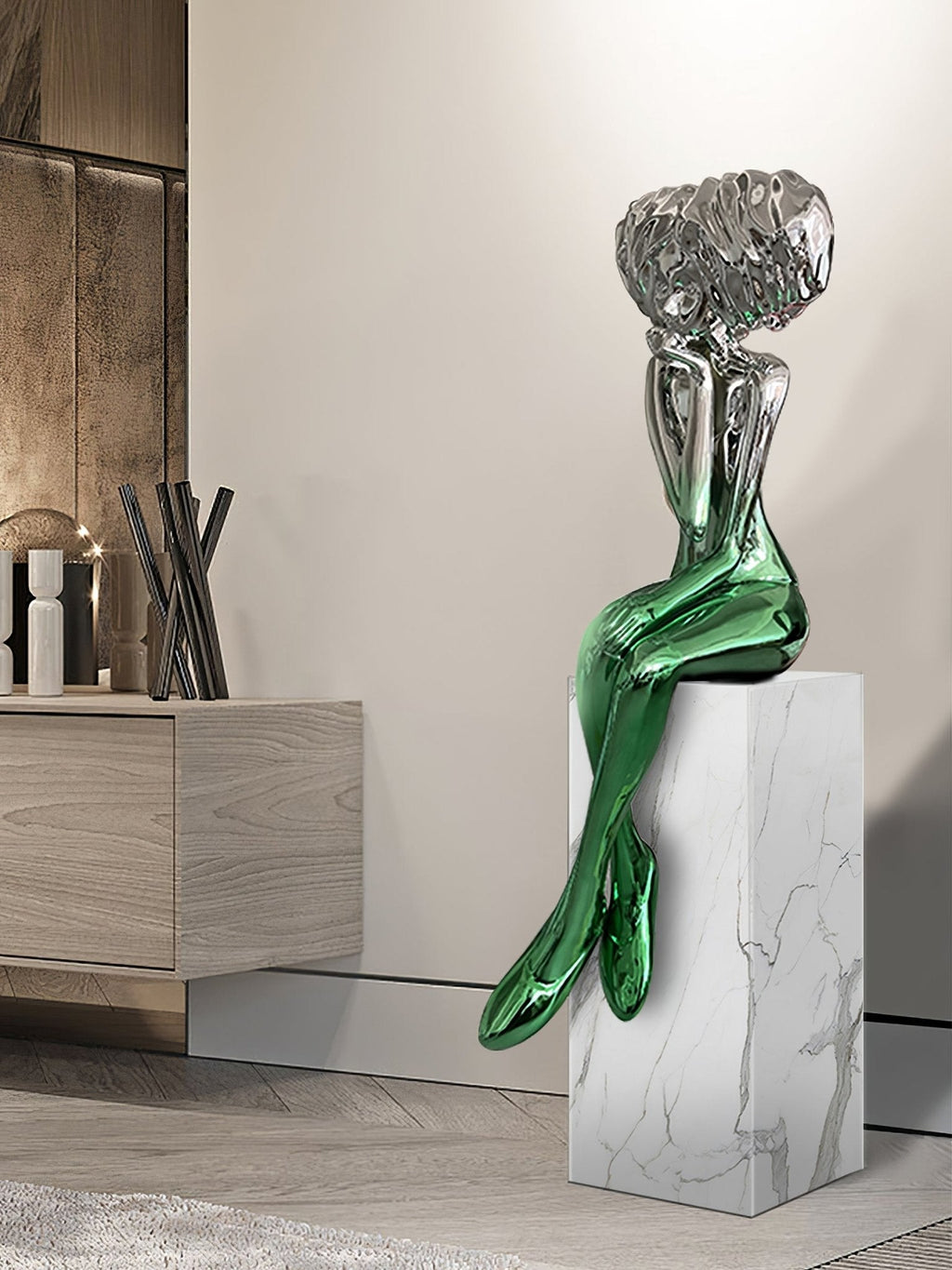 girl-meditate-sculpture-floor-lamp-anzaz-Blue Model / Marble Base-7