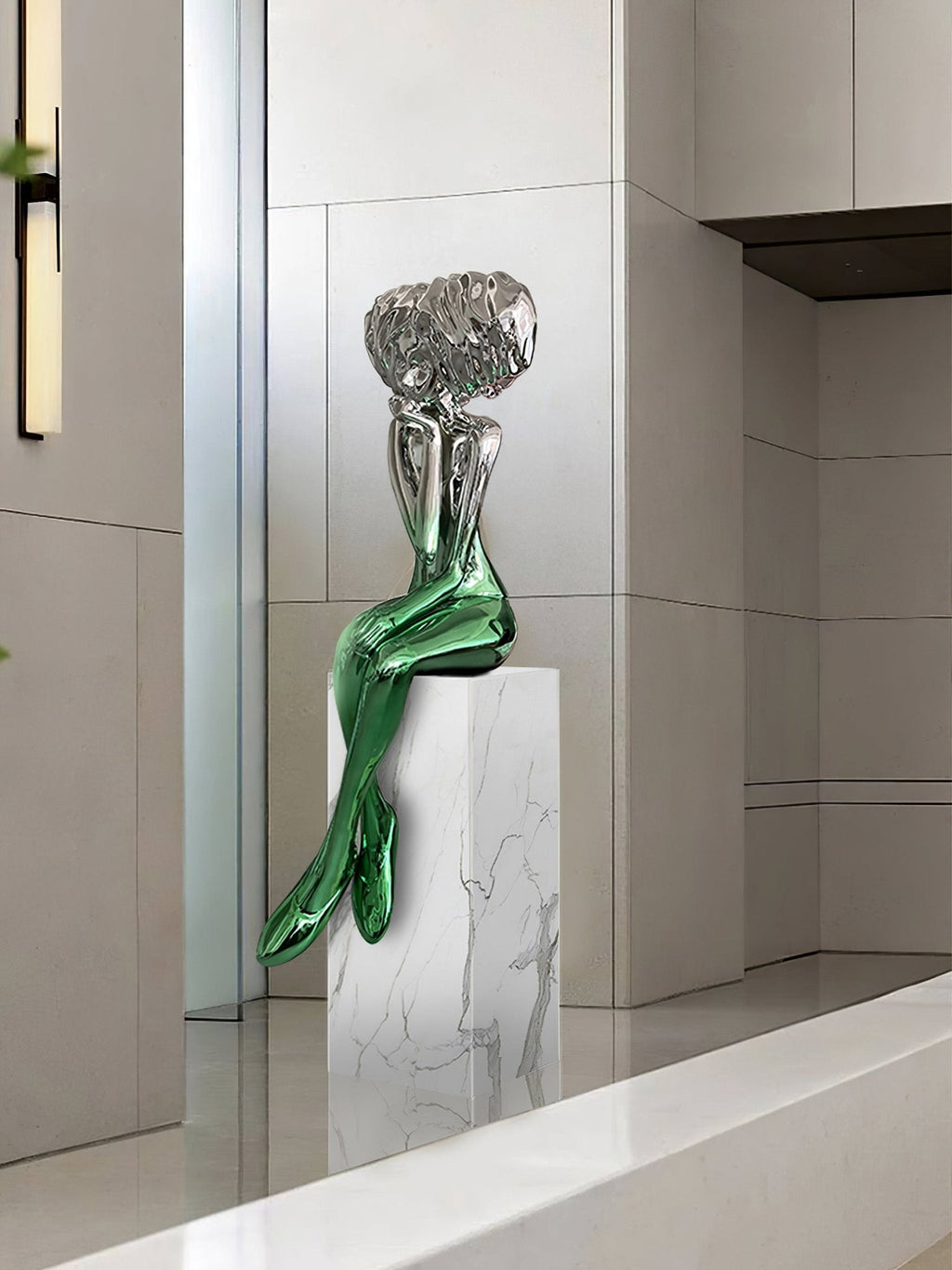 girl-meditate-sculpture-floor-lamp-anzaz-Blue Model / Marble Base-3