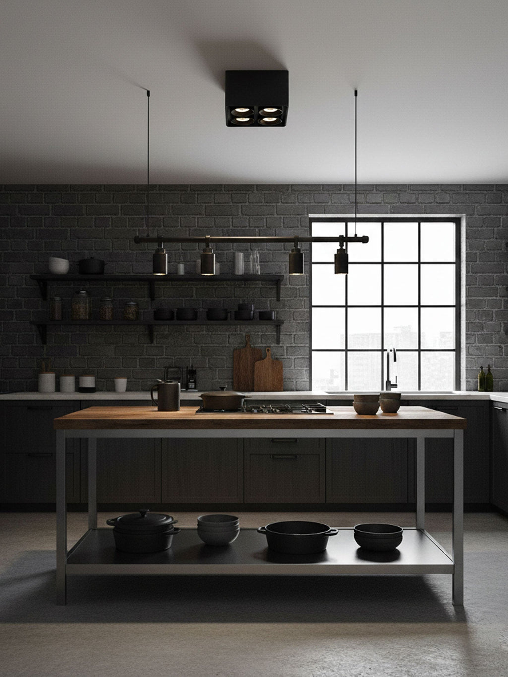 giyan-spotlight-anzaz-White Lampbody & Black Lampshade-4