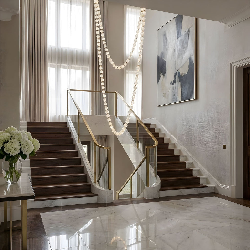 glass-chain-chandelier-anzaz-Gold & Alabaster Lampshade-7