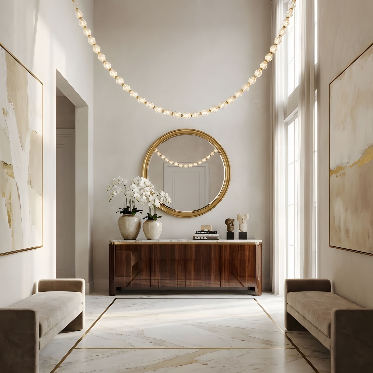 glass-chain-chandelier-anzaz-Chrome & Glass Lampshade-5