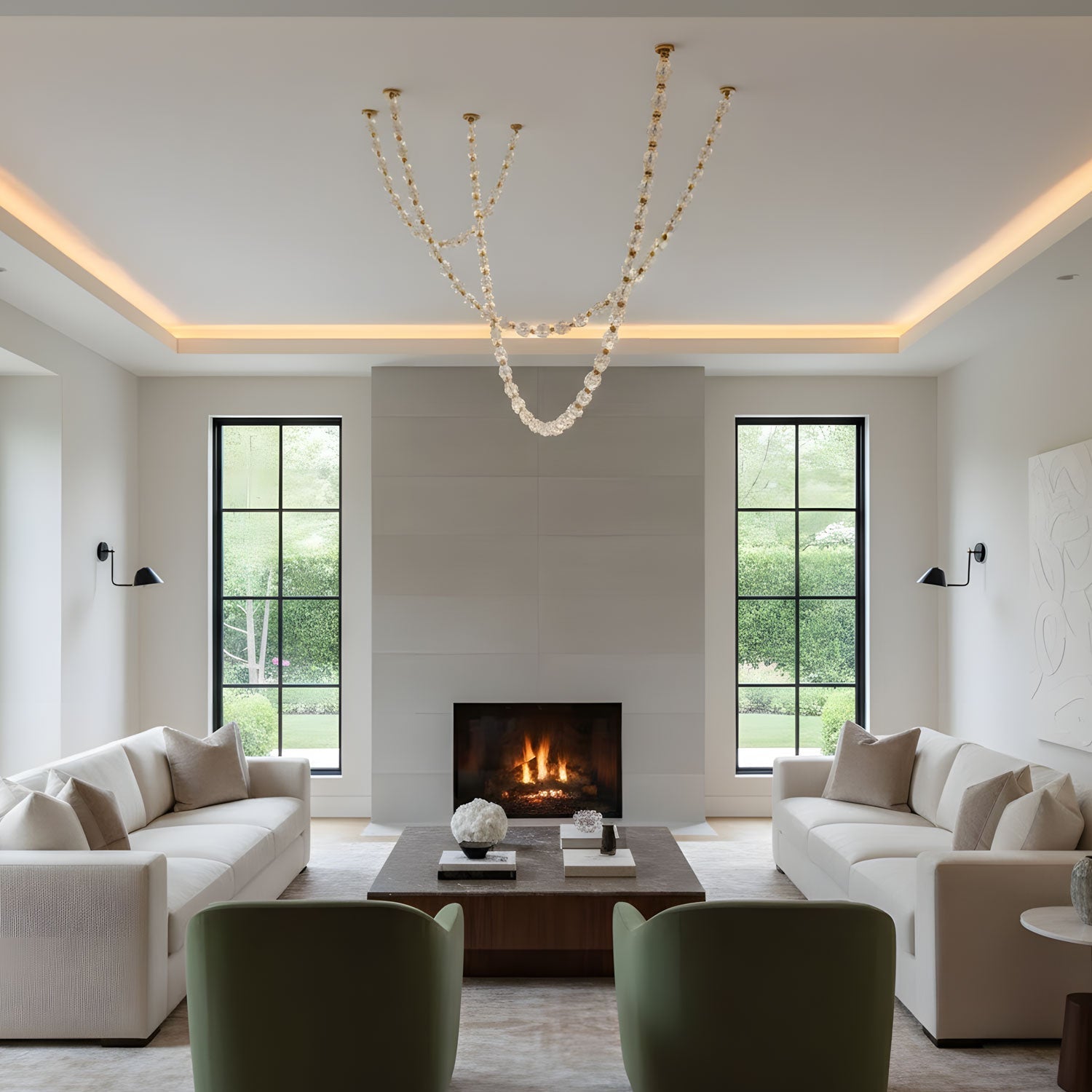 glass-chain-chandelier-anzaz-Gold & Alabaster Lampshade-8
