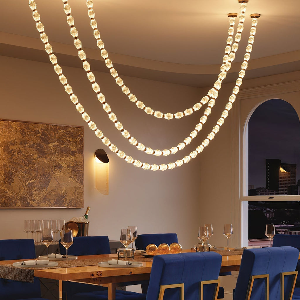 glass-chain-chandelier-anzaz-Gold & Alabaster Lampshade-2