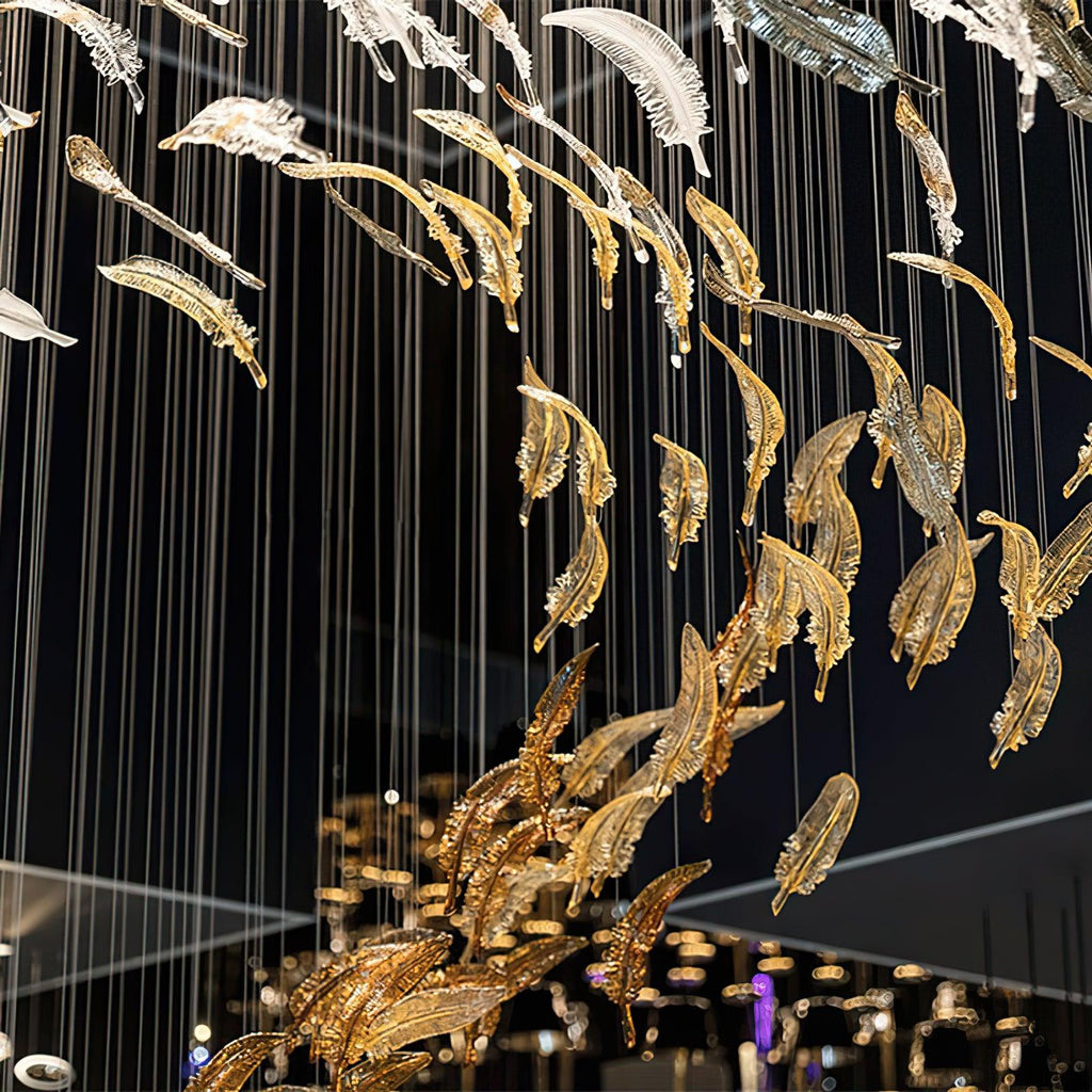 glass-feathers-flying-chandelier-anzaz-Chrome & Amber glass-6
