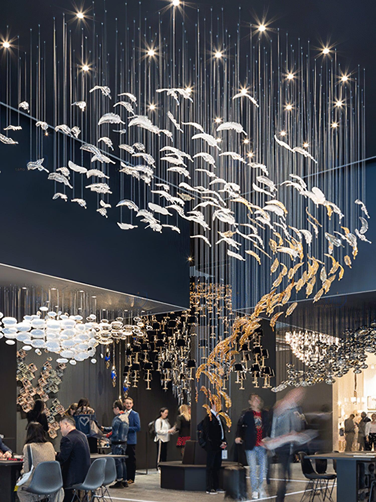glass-feathers-flying-chandelier-anzaz-Chrome & Clear+Gold glass-8