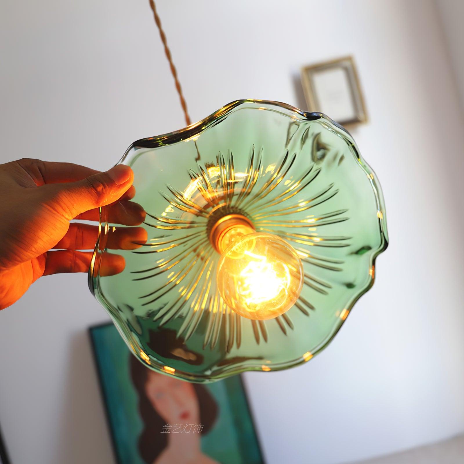 glass-hibiscus-flower-swag-light-anzaz-Gold & Green-18