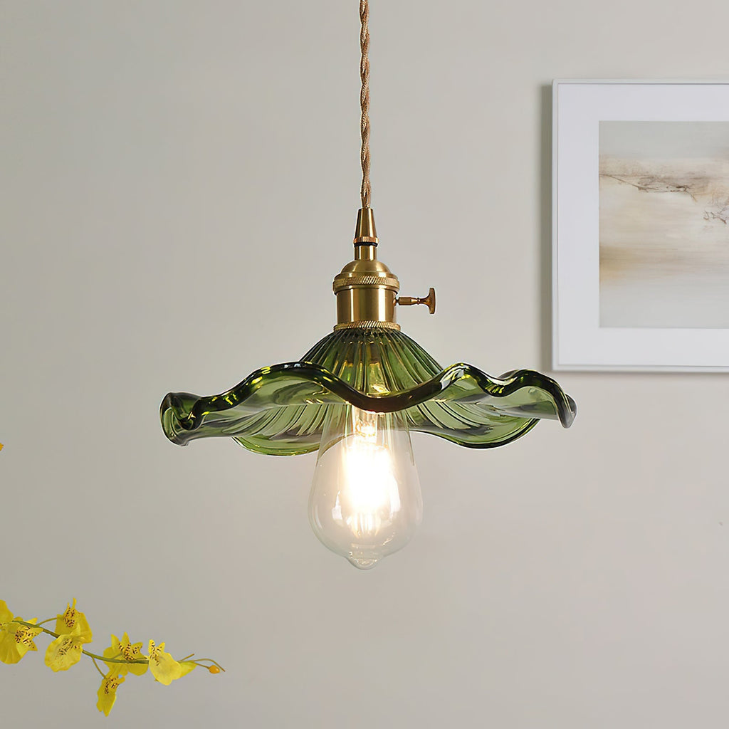glass-hibiscus-flower-pendant-light-anzaz-Gold & Green-2