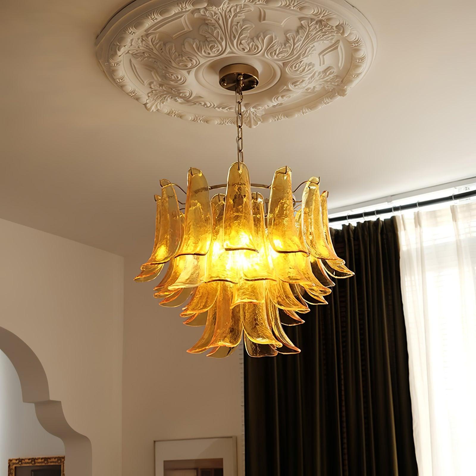 glass-leaf-cascade-chandelier-anzaz-Yellow Cloud & Gold-8