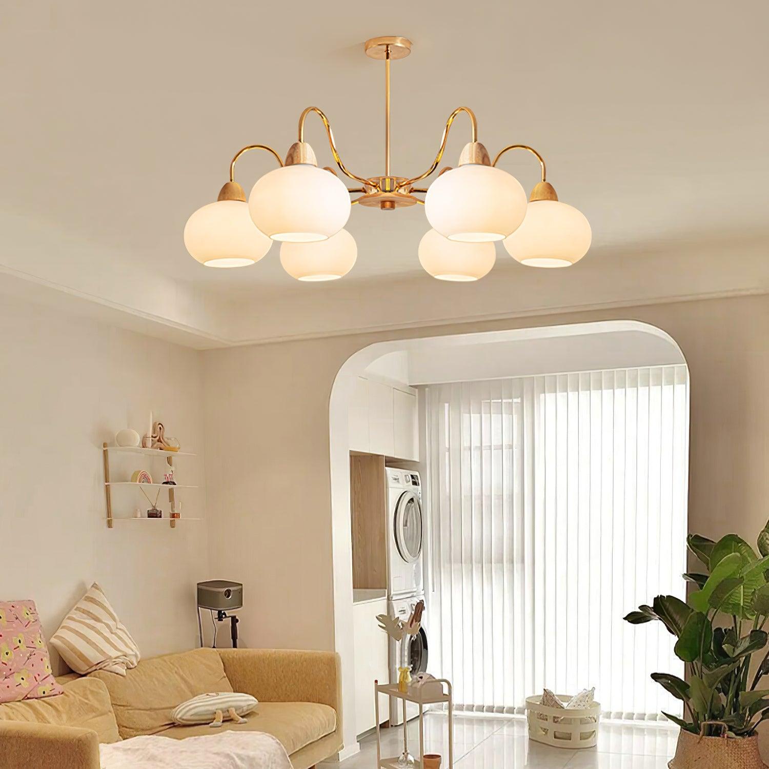 glass-persimmon-chandelier-anzaz-Gold & White glass-4