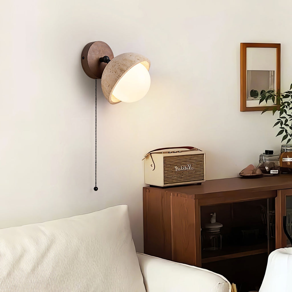 pecherna-wall-sconce-anzaz-Yellow Travertine & Walnut Wood-2
