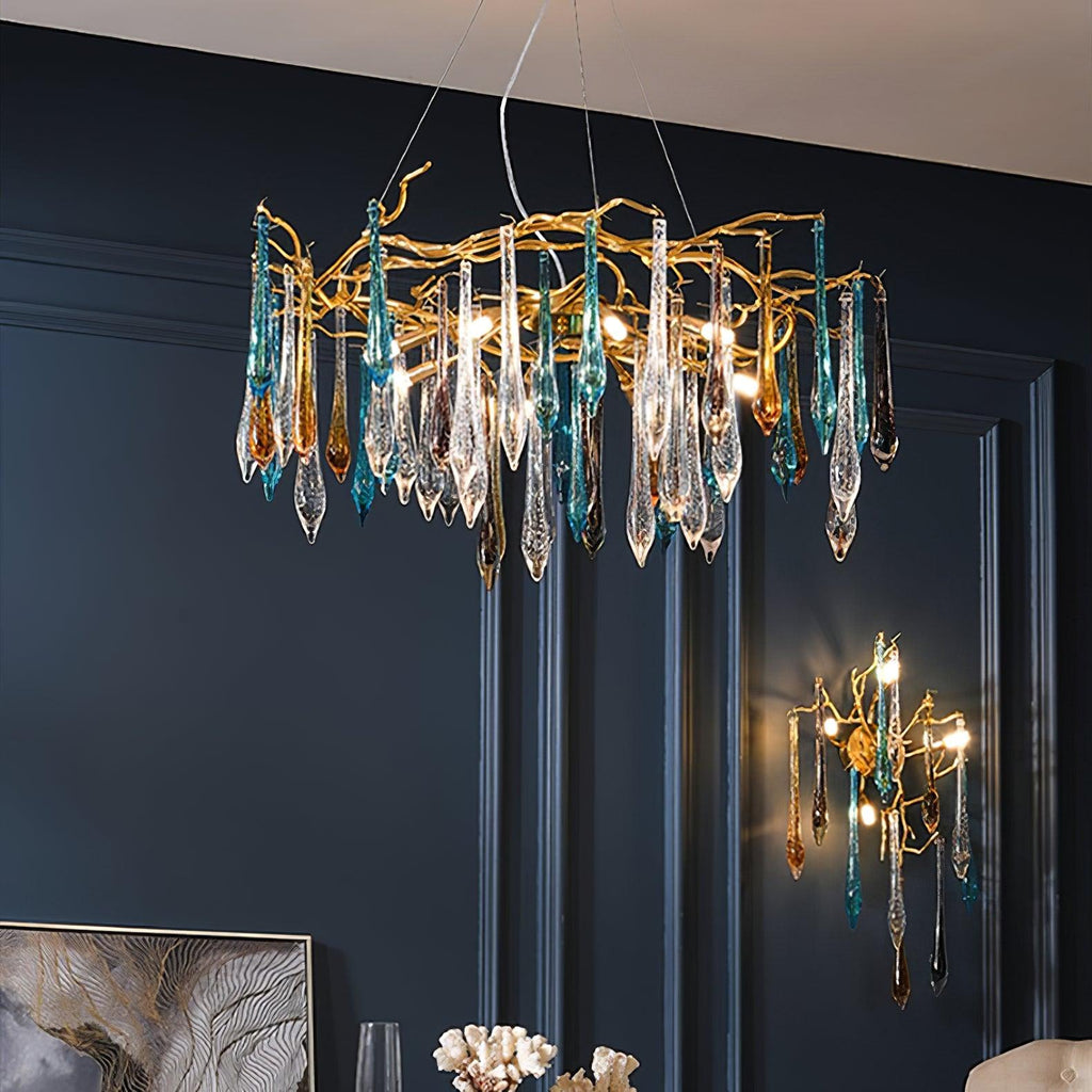gold-round-teardrop-chandelier-anzaz-Gold+Multicolored Glass-2