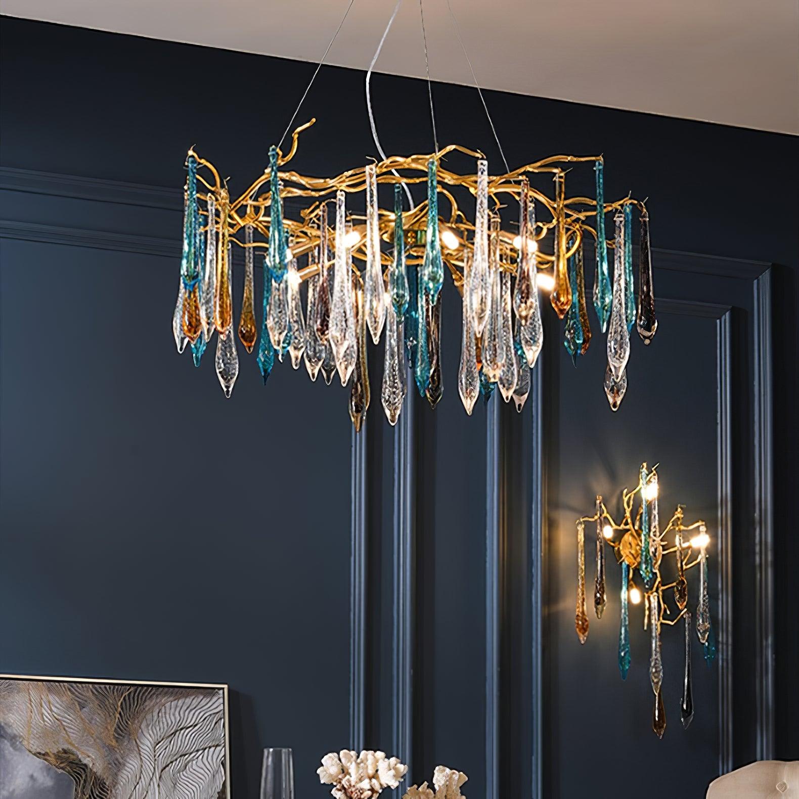 gold-round-teardrop-chandelier-anzaz-Gold+Multicolored Glass-2