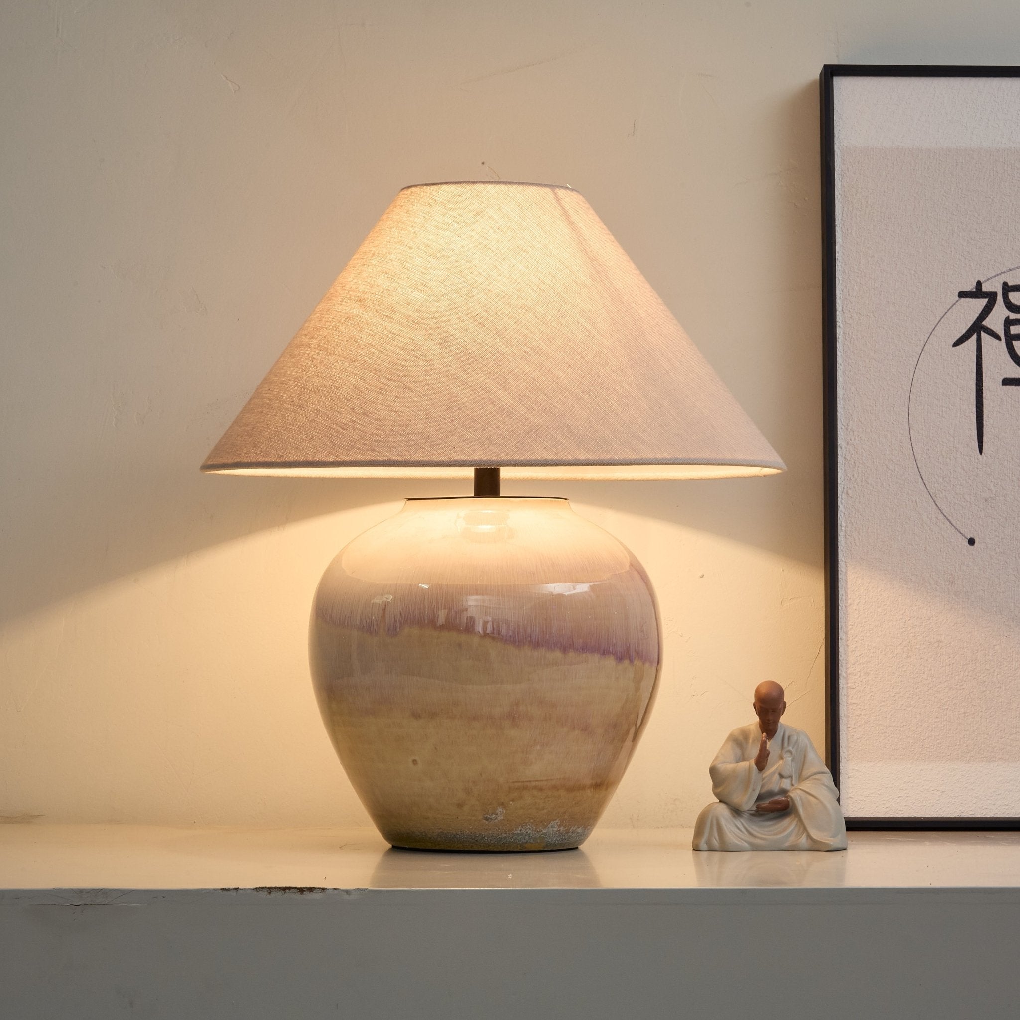 gradient-hued-ceramic-jar-table-lamp-anzaz-Terracotta color & Beige-2