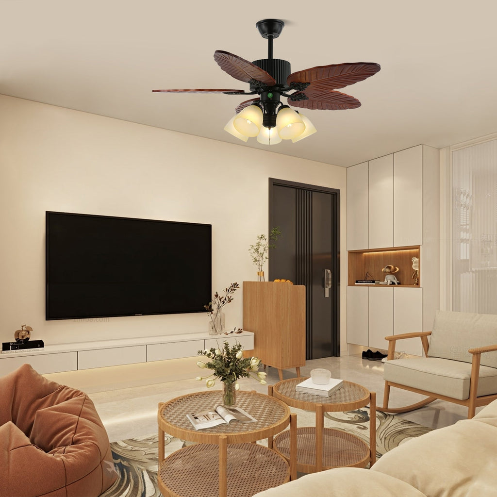 banana-leaves-wood-42-52-ceiling-fan-light-anzaz-Model D Walnut Wood Grain & Black-4