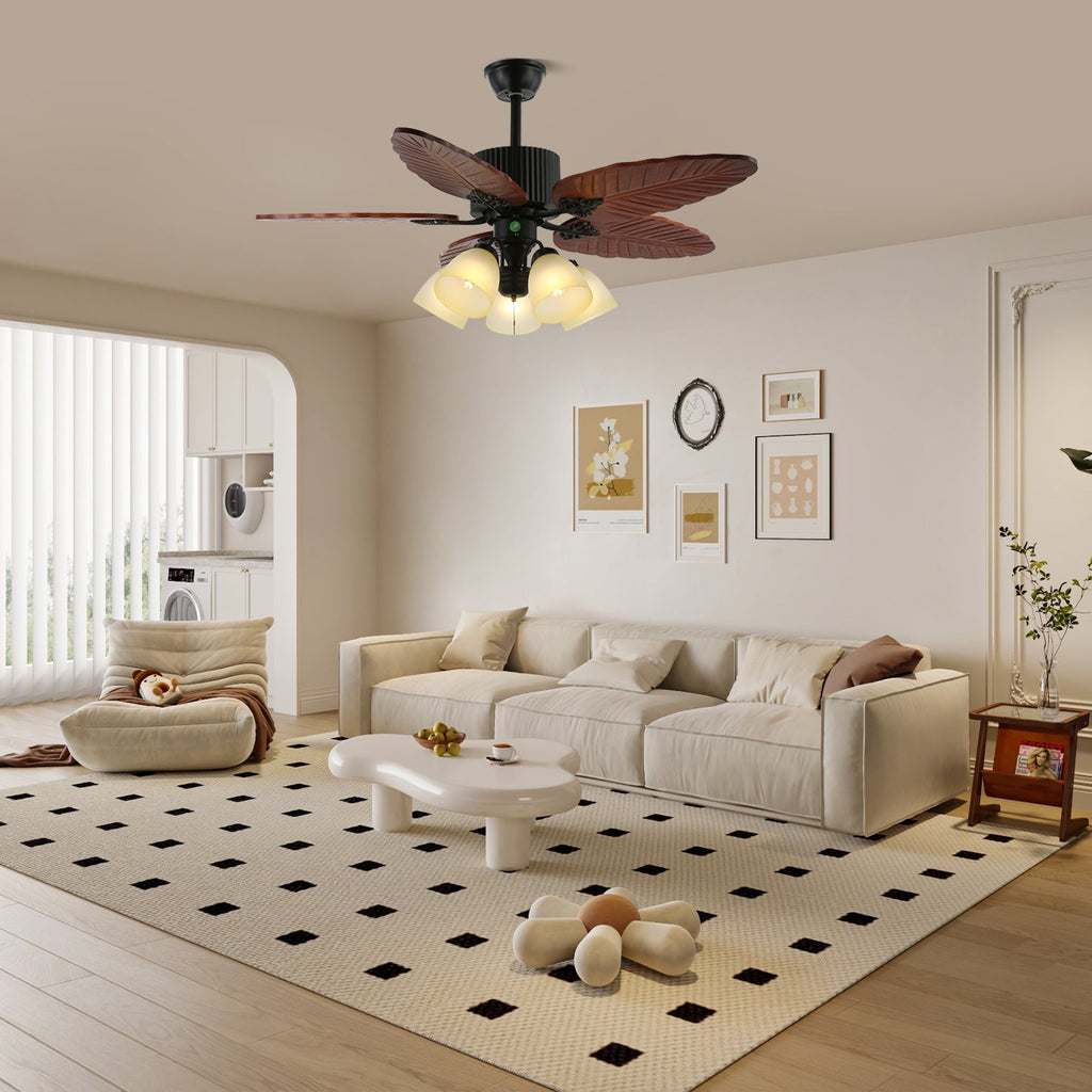 banana-leaves-wood-42-52-ceiling-fan-light-anzaz-Model B Walnut Wood Grain & Black-2