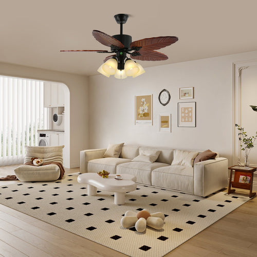 banana-leaves-wood-42-52-ceiling-fan-light-anzaz-Model B Walnut Wood Grain & Black-2