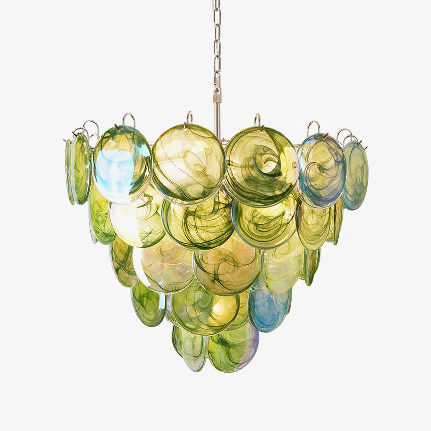 green-murano-disc-chandelier-anzaz-Green & Nickel-1