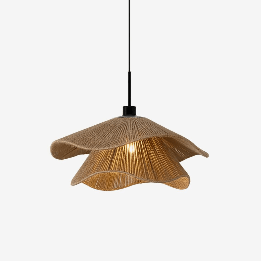 handmade-straw-hat-pendant-lamp-anzaz-Black & Brown Hemp Rope-1