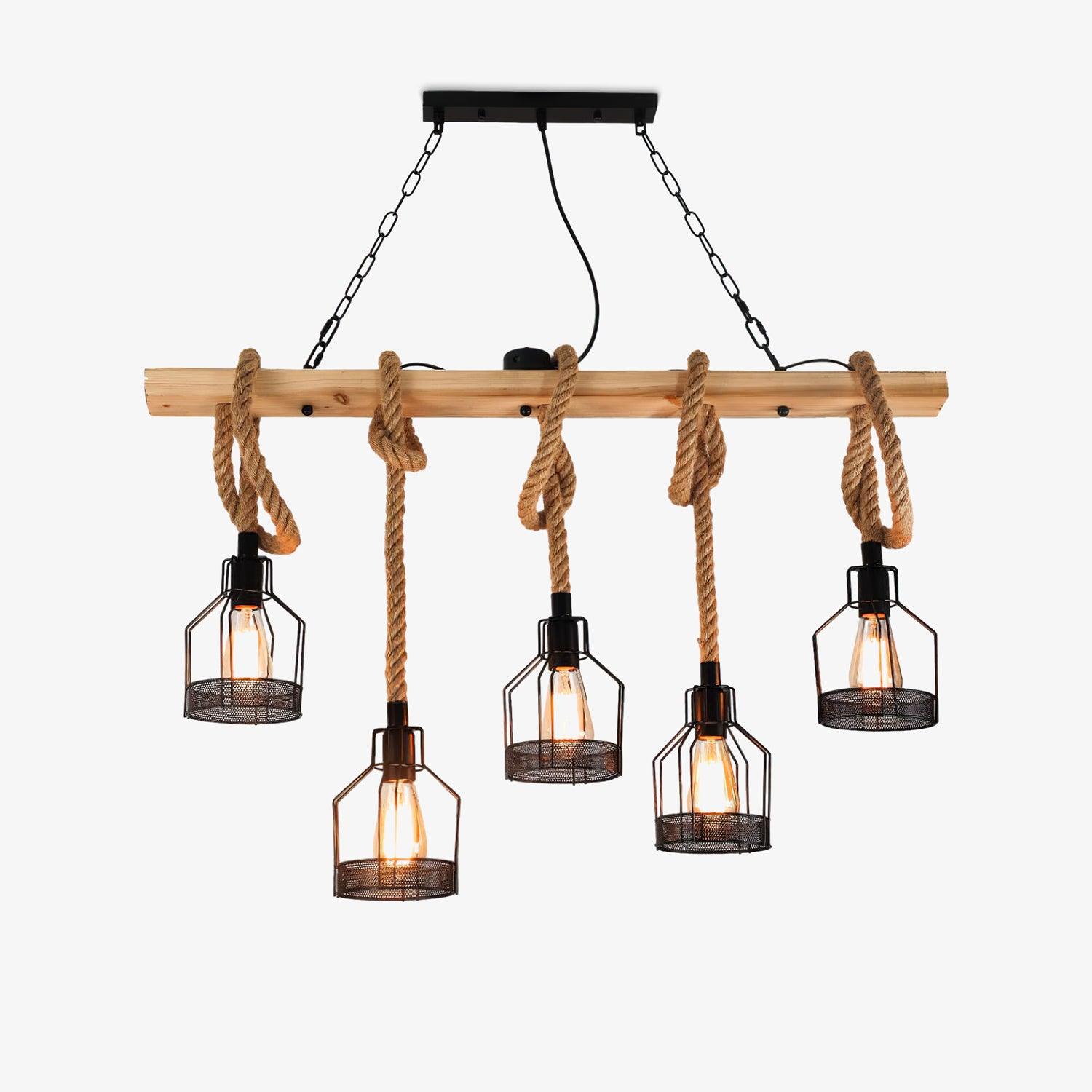 hemp-rope-industrial-grenade-chandelier-anzaz-Wood color & Linen color-1