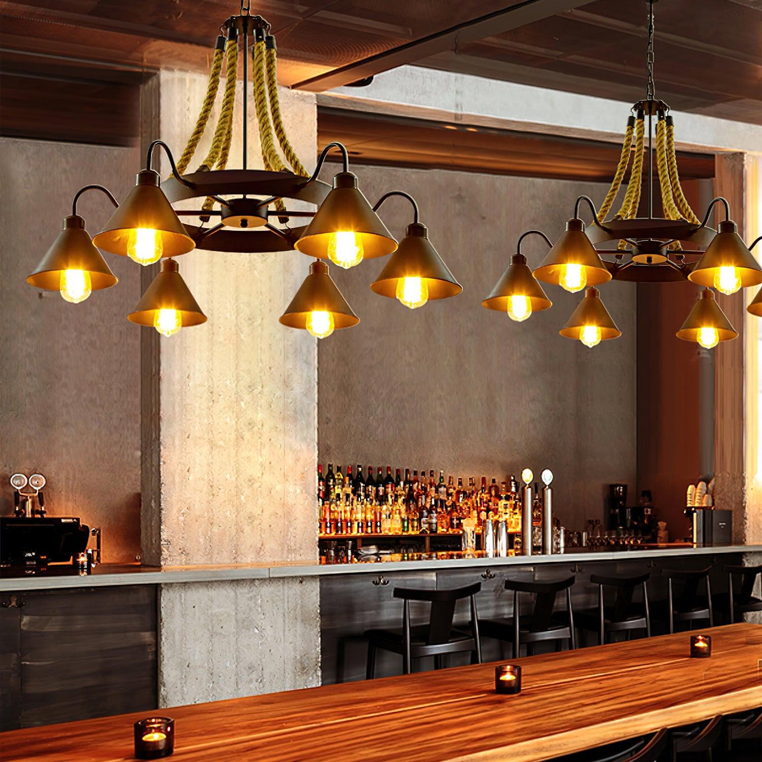 hemp-rope-industrial-horn-chandelier-anzaz-Black & Linen color-2